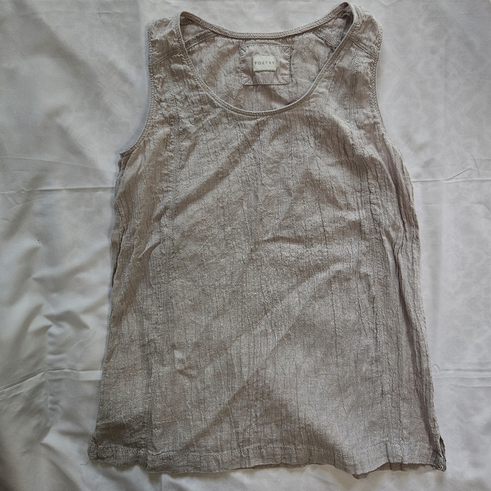 Poetry Womens 4 Linen Sleeveless Top Shirt Blouse Light Purple Lavender